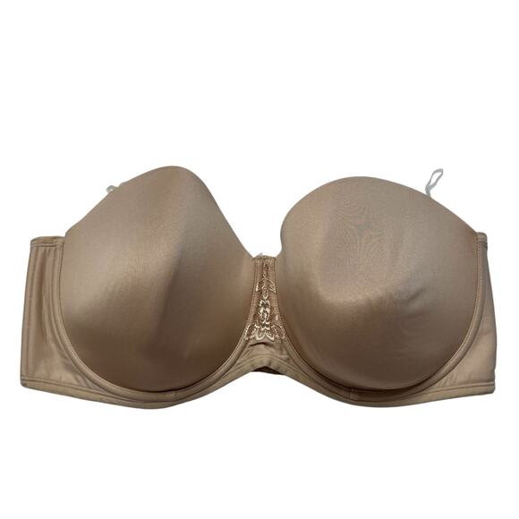 VANITY FAIR Beauty Back Underwire Smoothing Strapless Bra Beige Size 44DD #74380 - Picture 1 of 5